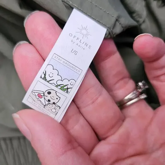 New OFFLINE By Aerie Cargo Maxi Skirt Large Sage Green Utility Pocket Streetwear - Picture 11 of 14